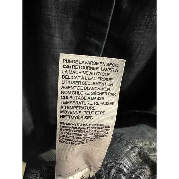 Chico’s size 3 (XL) blue button front long sleeve pockets tunic top - Picture 6 of 7